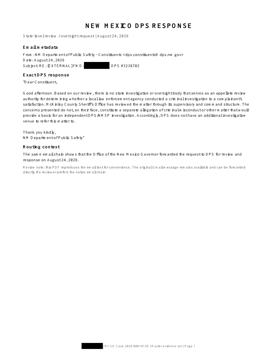 New Mexico DPS response preview
