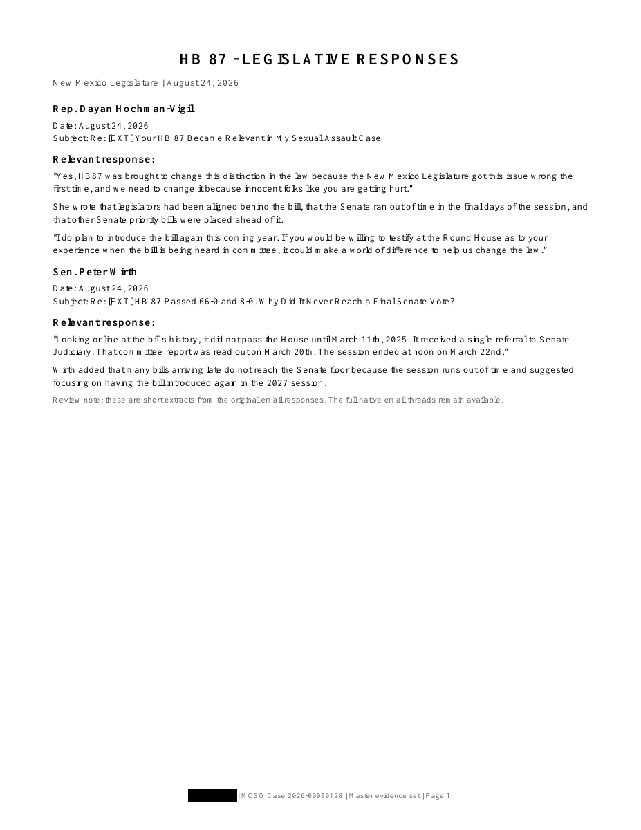 HB 87 legislative response preview